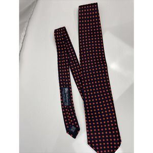 BURBERRY LONDON TIE Navy Blue Orange Polka Dot Classic Woven Silk Mens Necktie